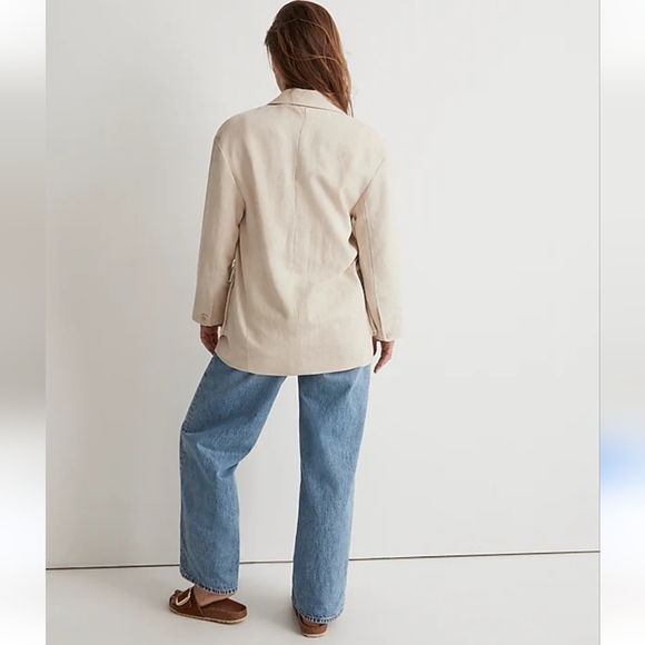 Madewell The Cargo Double-Breasted Blazer In Linen-Cotton Size Large Natural - Picture 3 of 14
